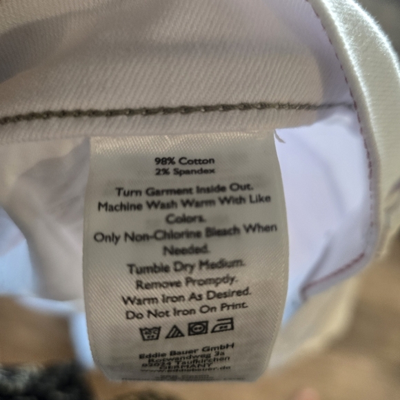 EDDIE BAUER Jeans Women 14 White Boyfriend Denim Cropped Mid Rise Relaxed Picnic - Picture 5 of 9